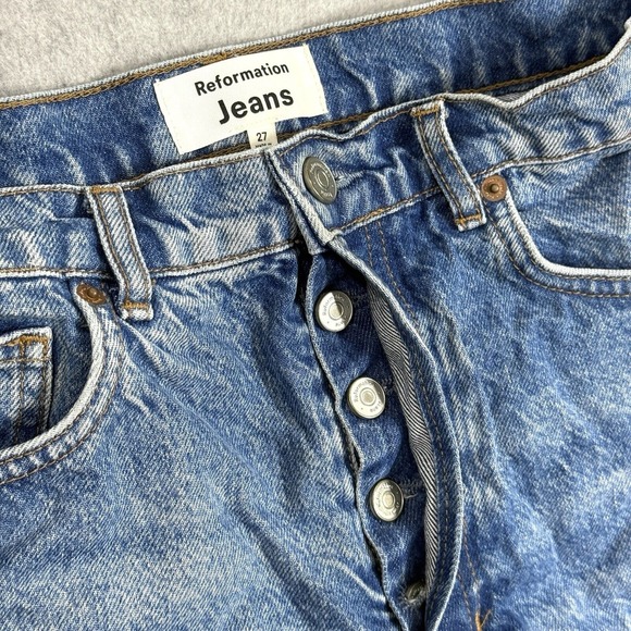 Reformation Jeans Shorts Women 27 Charlie Cuffed High Rise Jean Button Fly Ponce - Picture 4 of 14